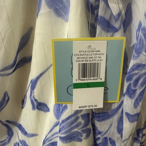 CeCe Blue Floral Blouse - Picture 6 of 8